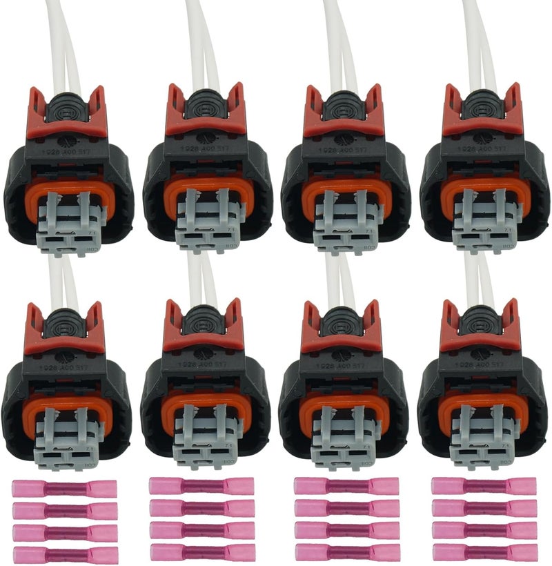 Micarun 8 Pcs 2 Wires Equipment Fuel Injector Repair Wiring Harness Pigtail Plug Fit for 2017-2024 Chevy/GMC 6.6L Duramax L5P Replaced OE# 19368140 / PT3739 - Image 1
